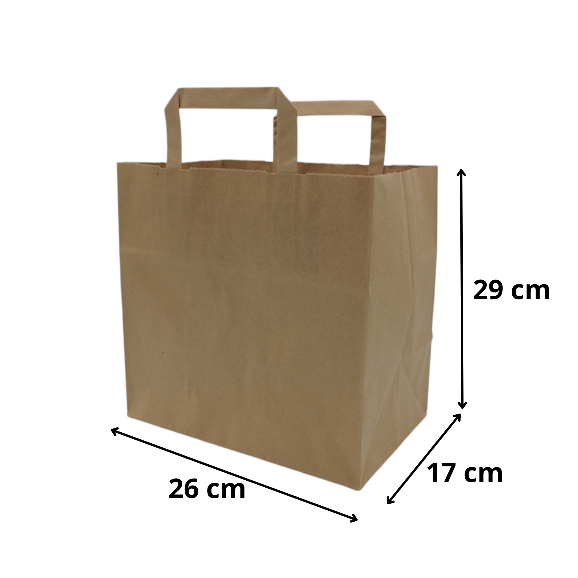 Sac kraft brun 26+17x29 cm avec poignées plates